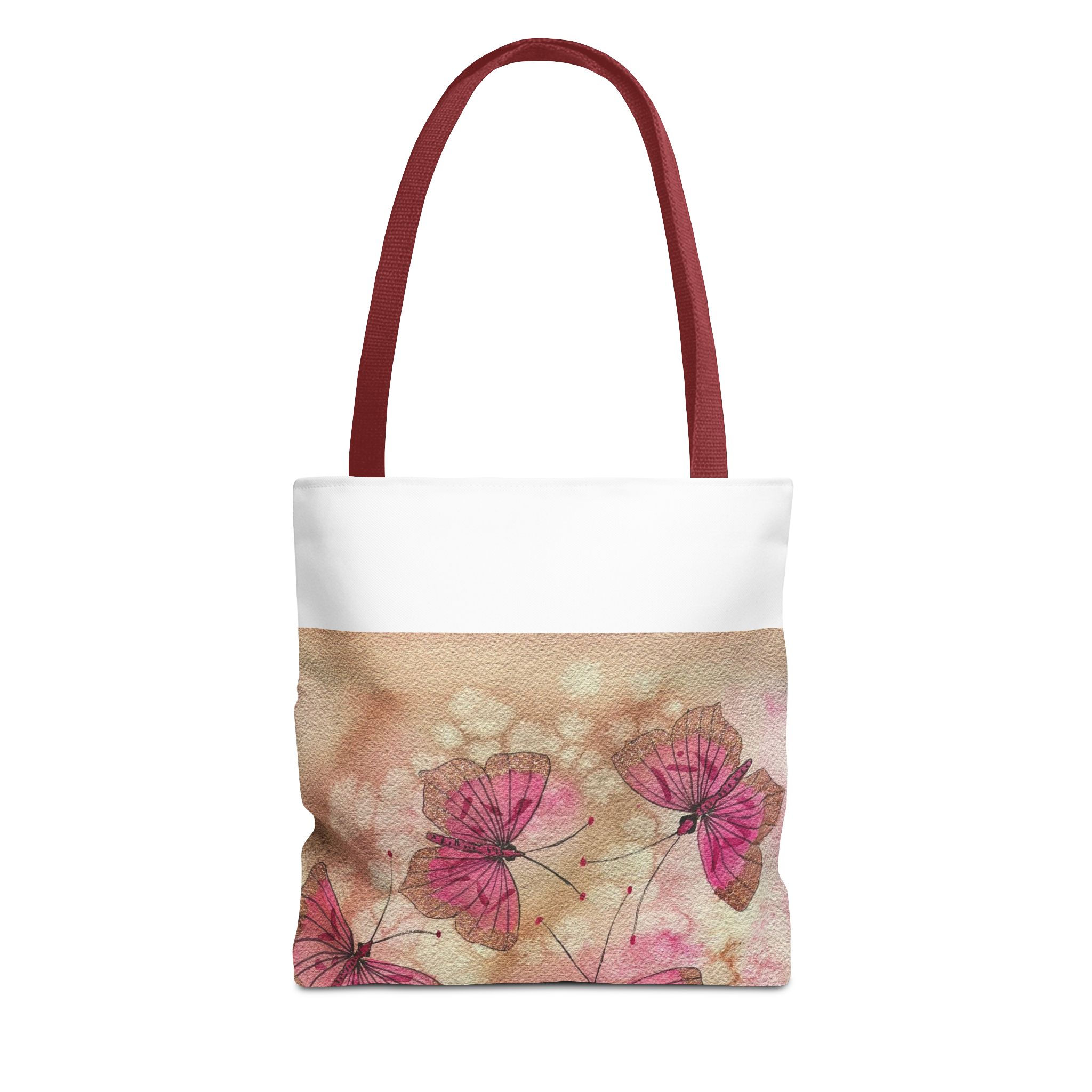 Pink Watercolor Butterfly Tote Bag – Floral AOP Shoulder Tote - Image 5