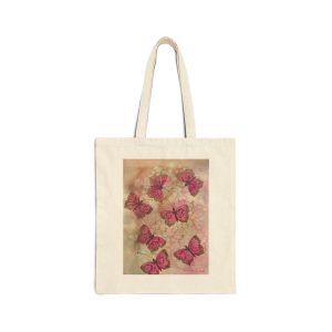 Pink Butterfly Collage Tote Bag | Floral Vintage Nature Illustration