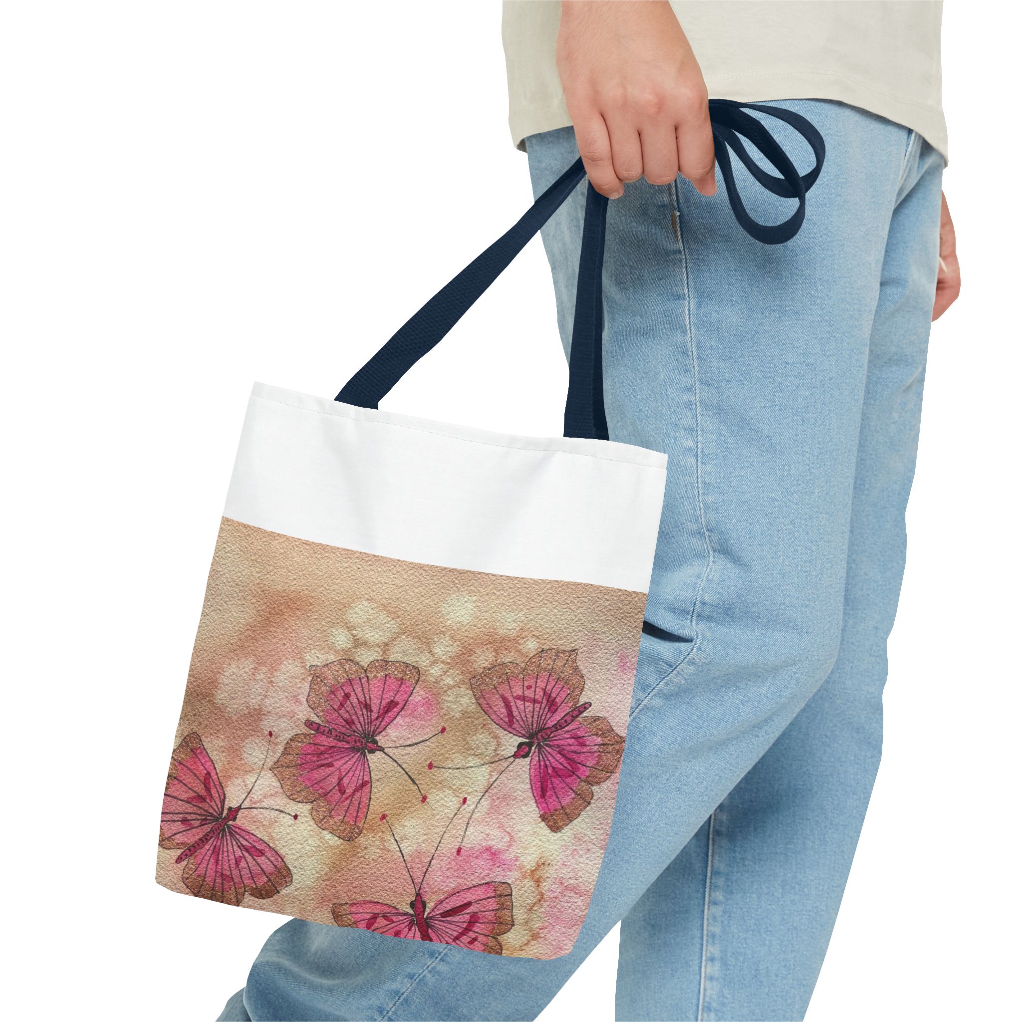 Pink Watercolor Butterfly Tote Bag – Floral AOP Shoulder Tote - Image 27