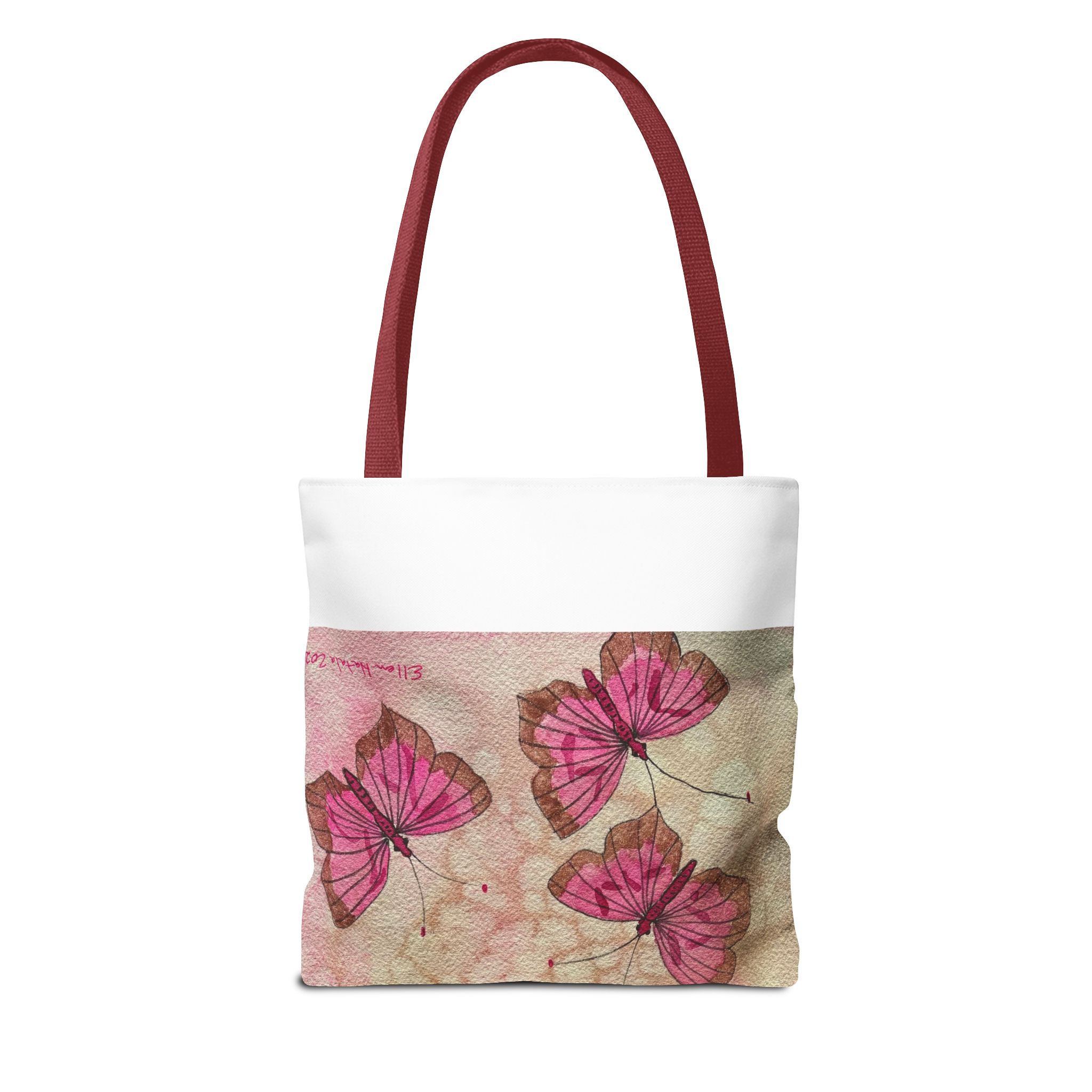 Pink Watercolor Butterfly Tote Bag – Floral AOP Shoulder Tote - Image 6
