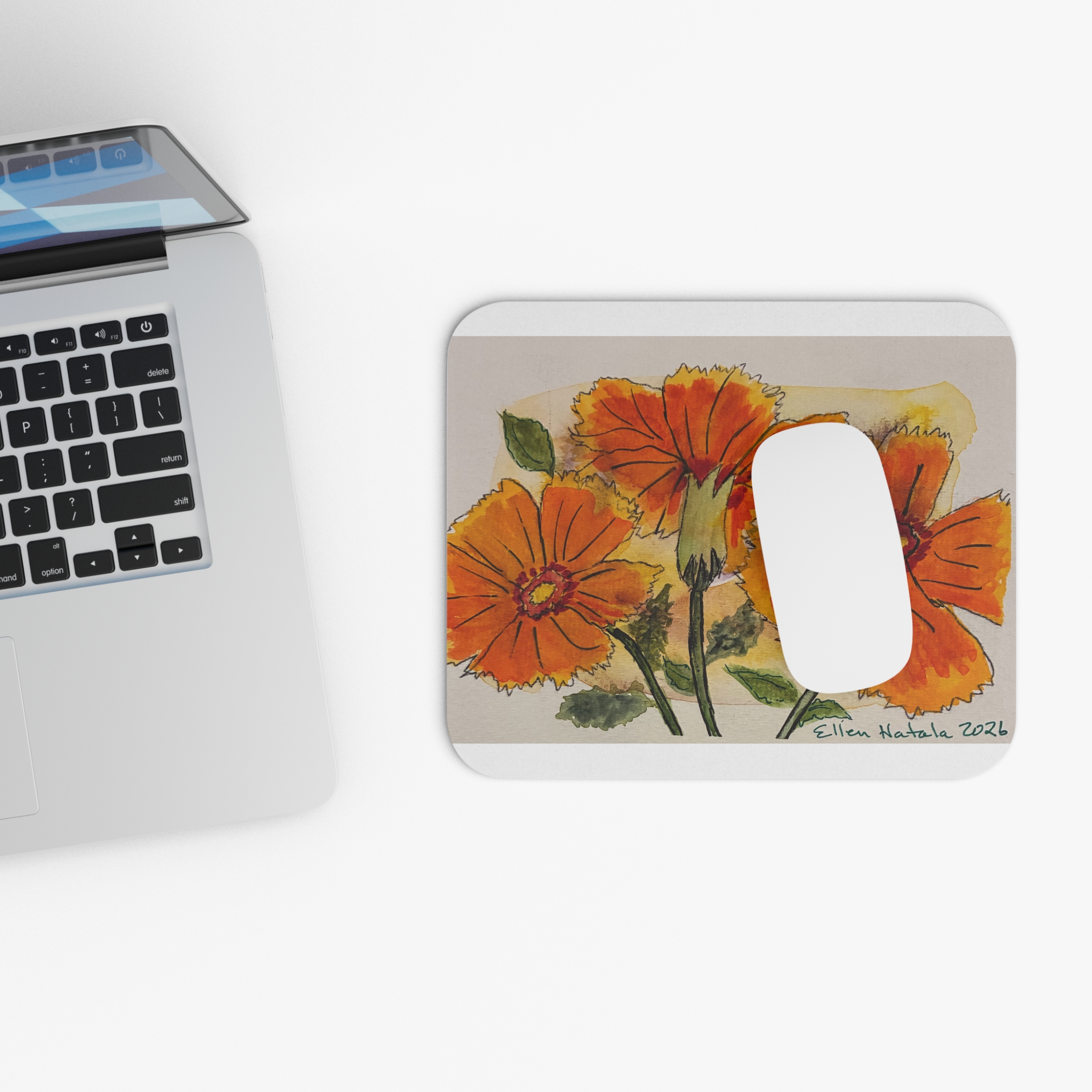 Orange Poppy Watercolor Mouse Pad — Floral Desk Mousepad for Garden Lovers - Image 4