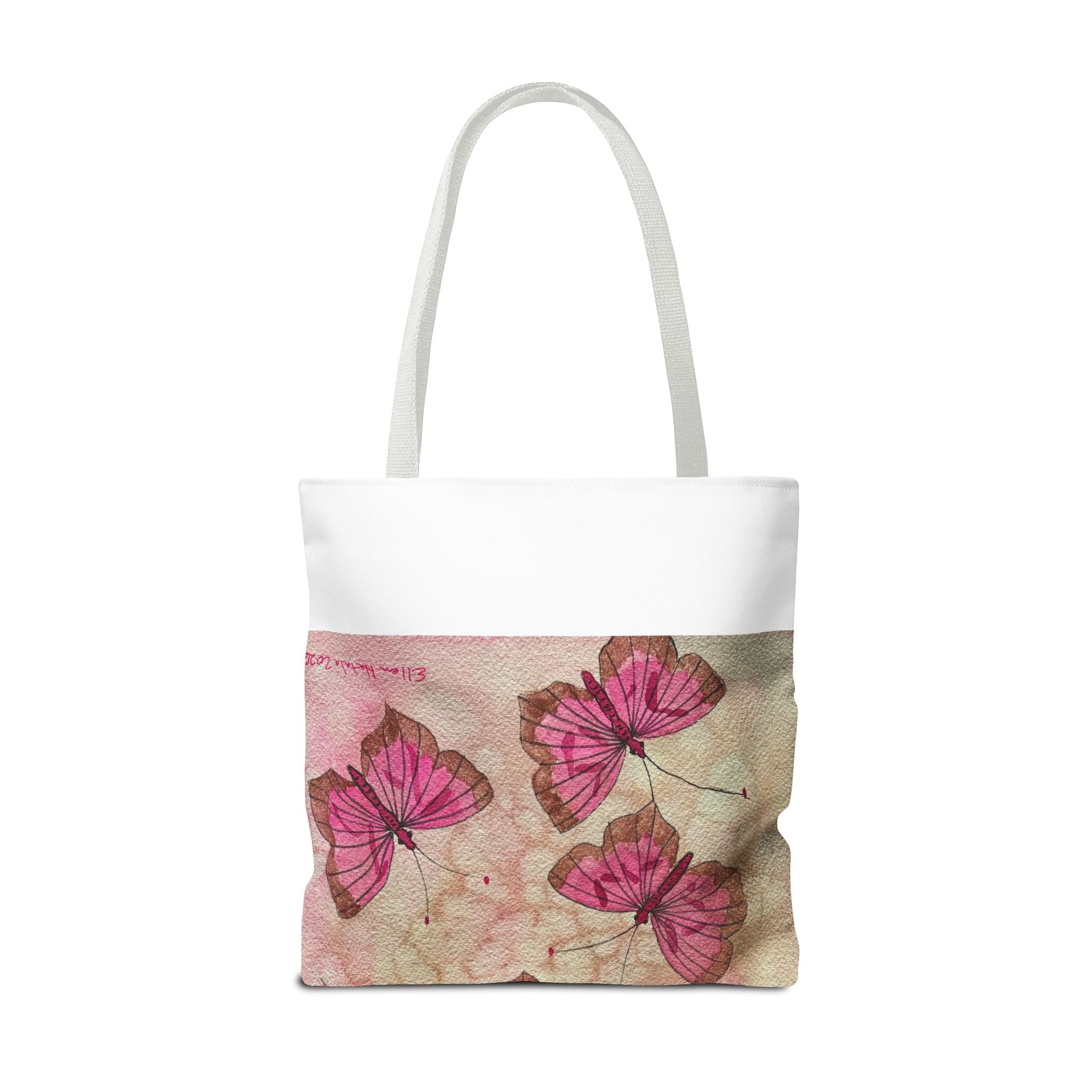 Pink Watercolor Butterfly Tote Bag – Floral AOP Shoulder Tote - Image 18