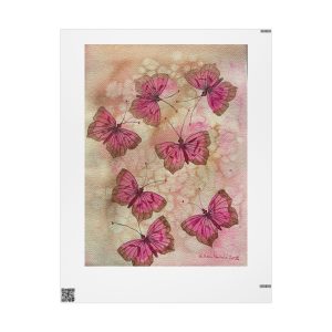 Pink Watercolor Butterflies Wrapping Paper | Floral Butterfly Pattern