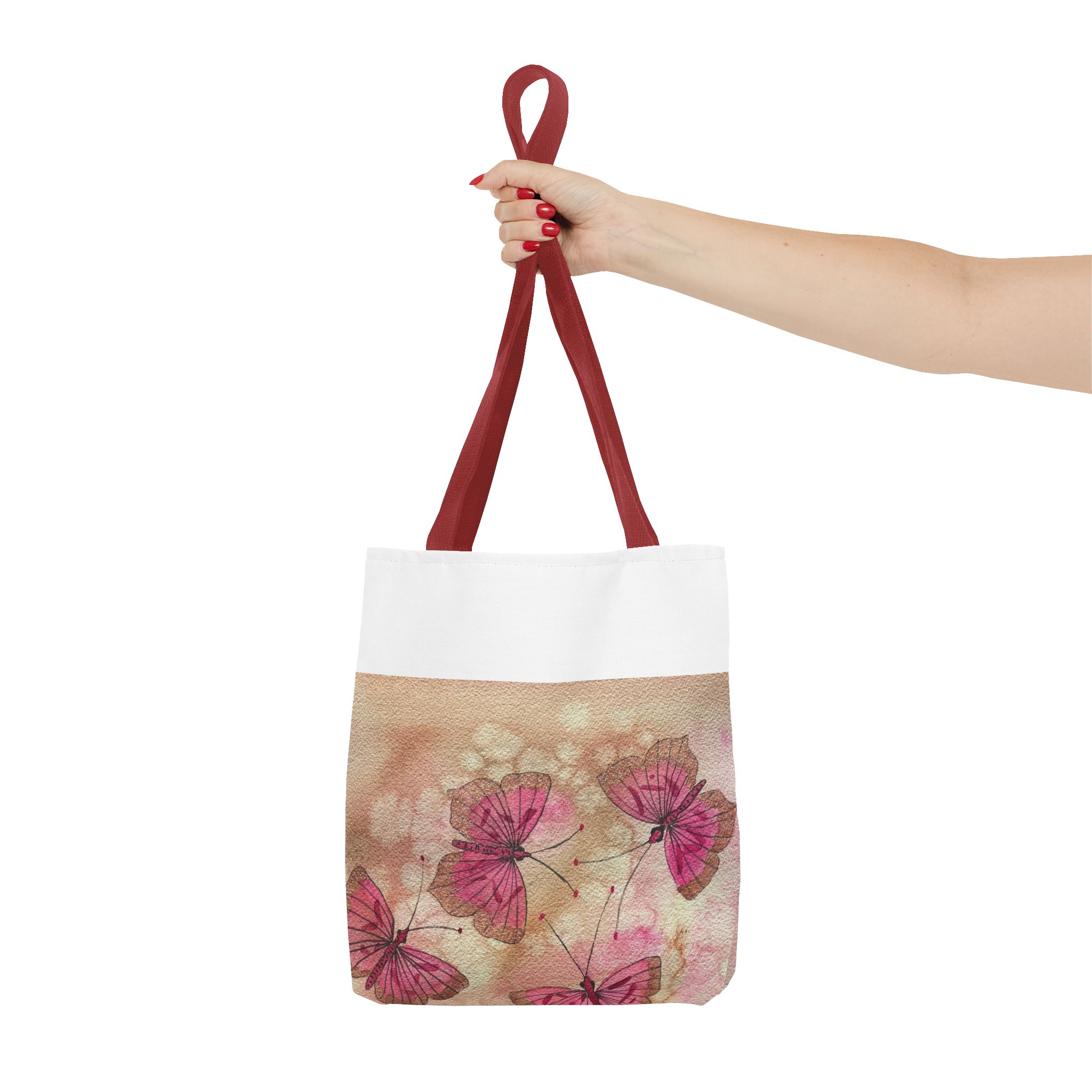 Pink Watercolor Butterfly Tote Bag – Floral AOP Shoulder Tote - Image 8