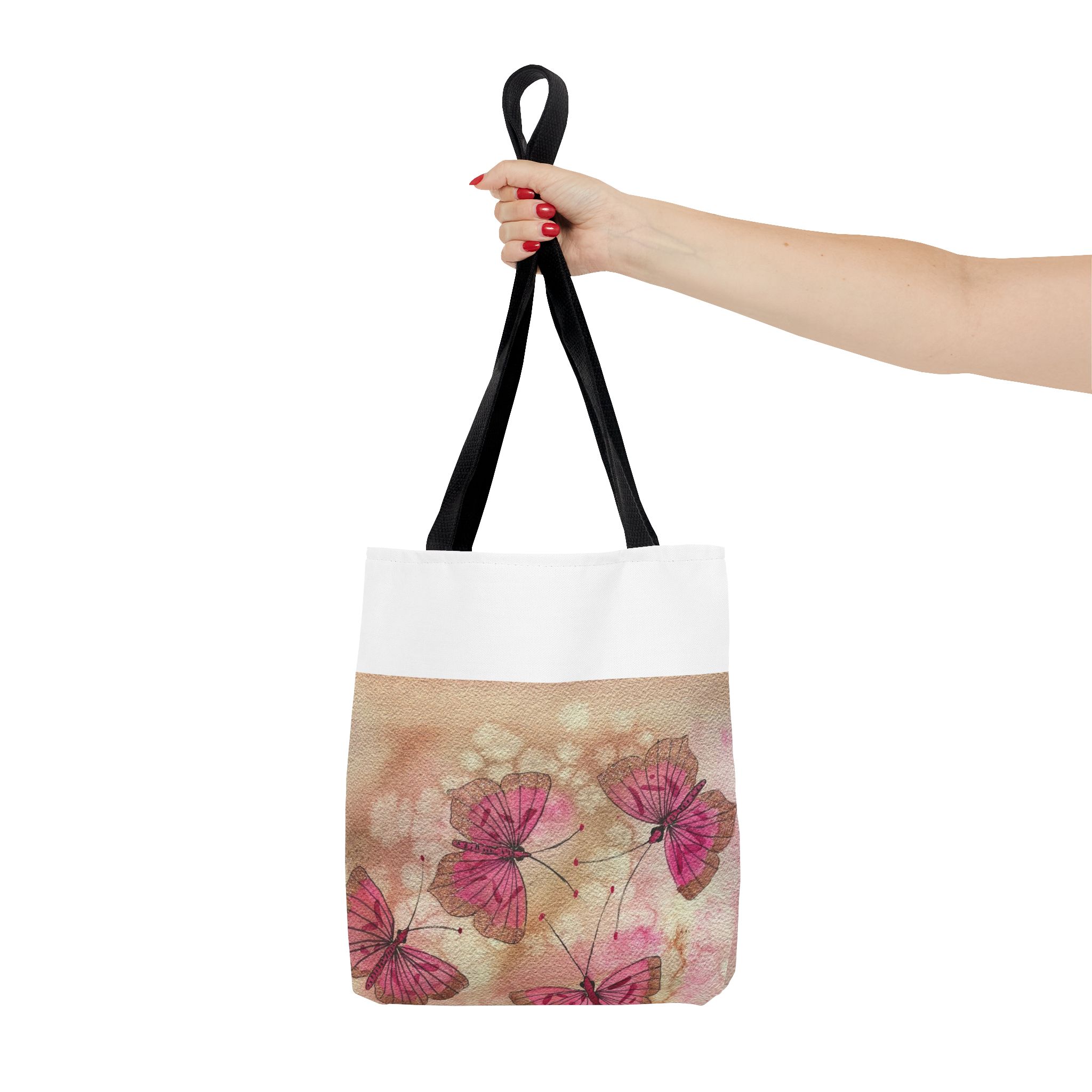 Pink Watercolor Butterfly Tote Bag – Floral AOP Shoulder Tote - Image 4
