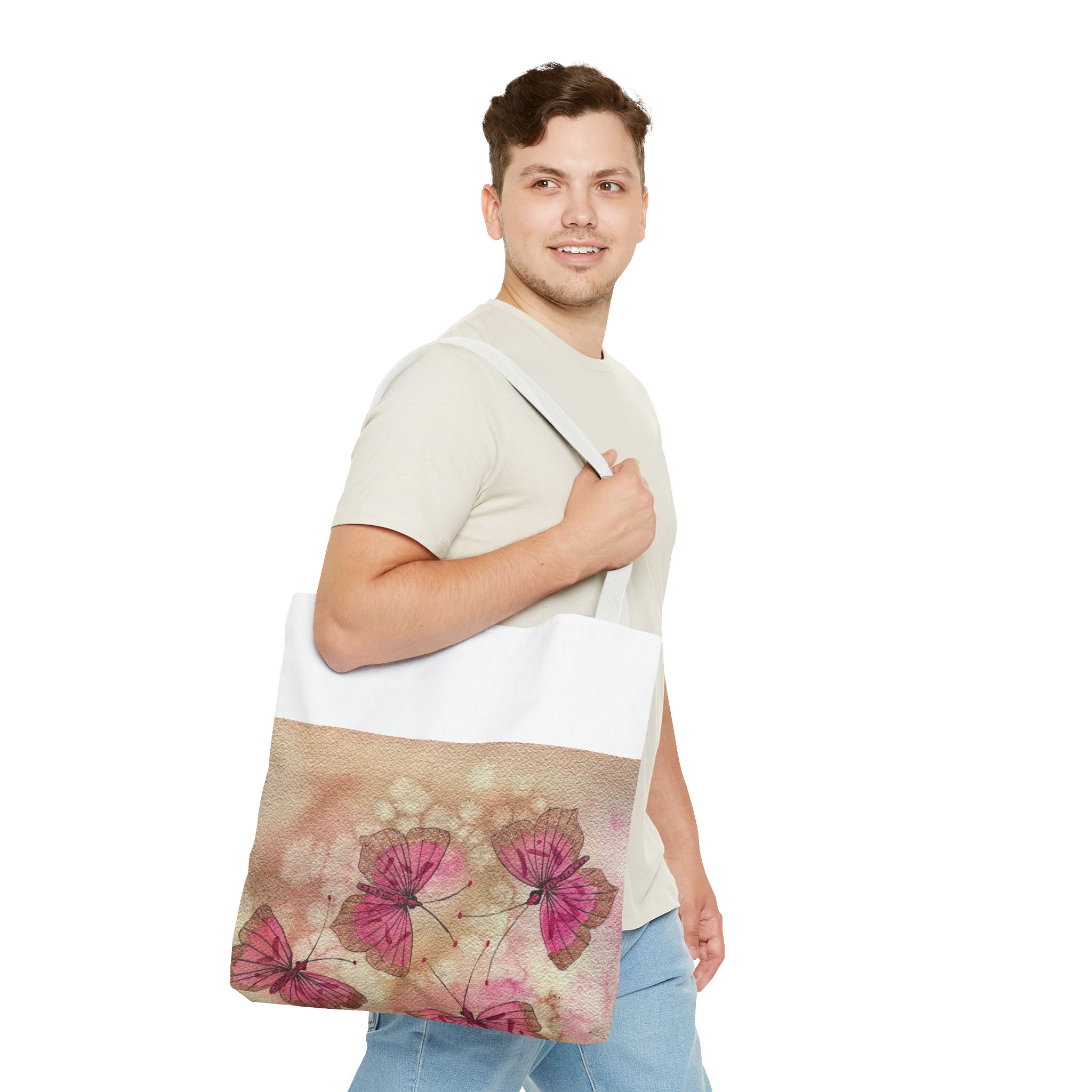 Pink Watercolor Butterfly Tote Bag – Floral AOP Shoulder Tote - Image 19
