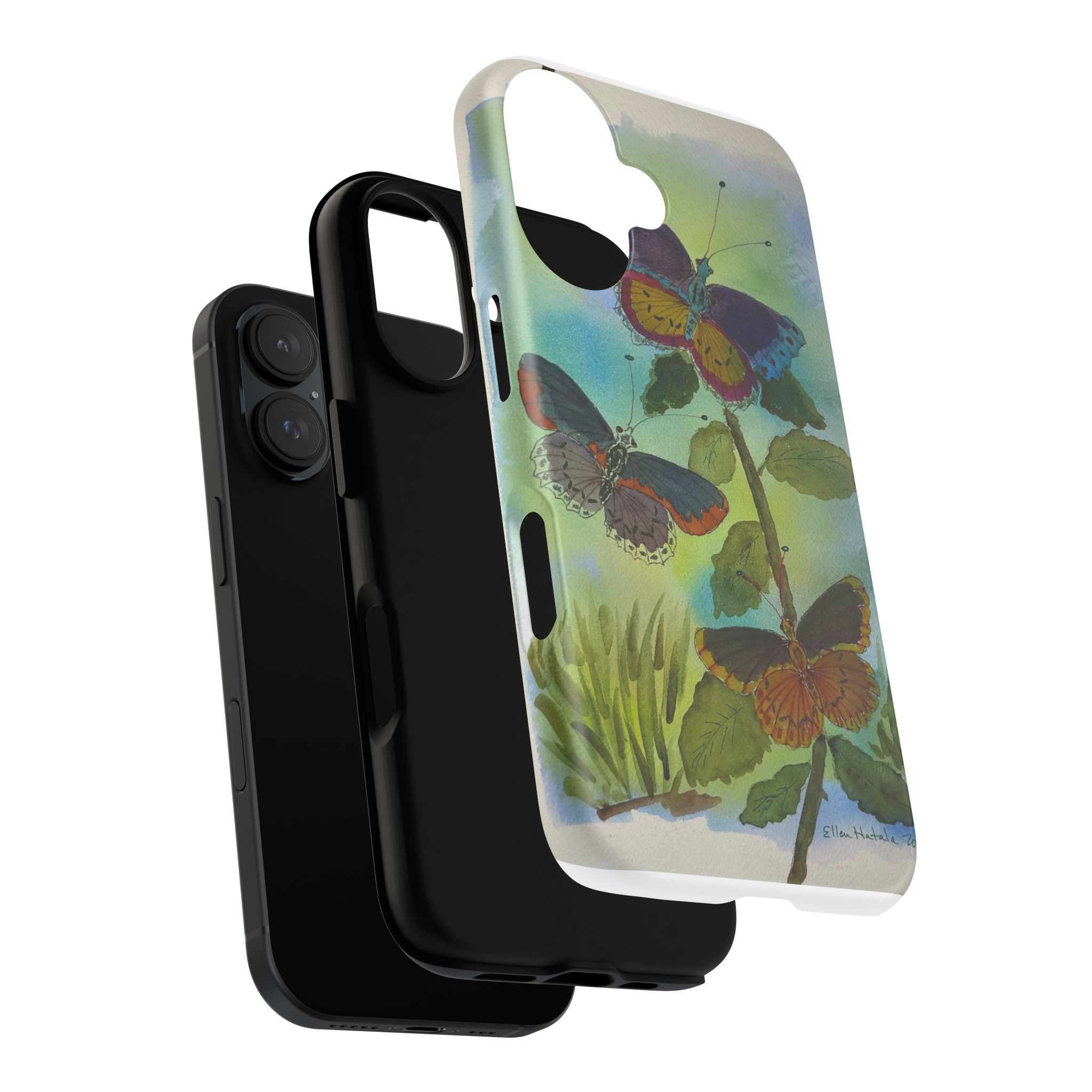 Watercolor Butterflies Phone Case | Floral Nature Art, Pastel Garden Design - Image 7