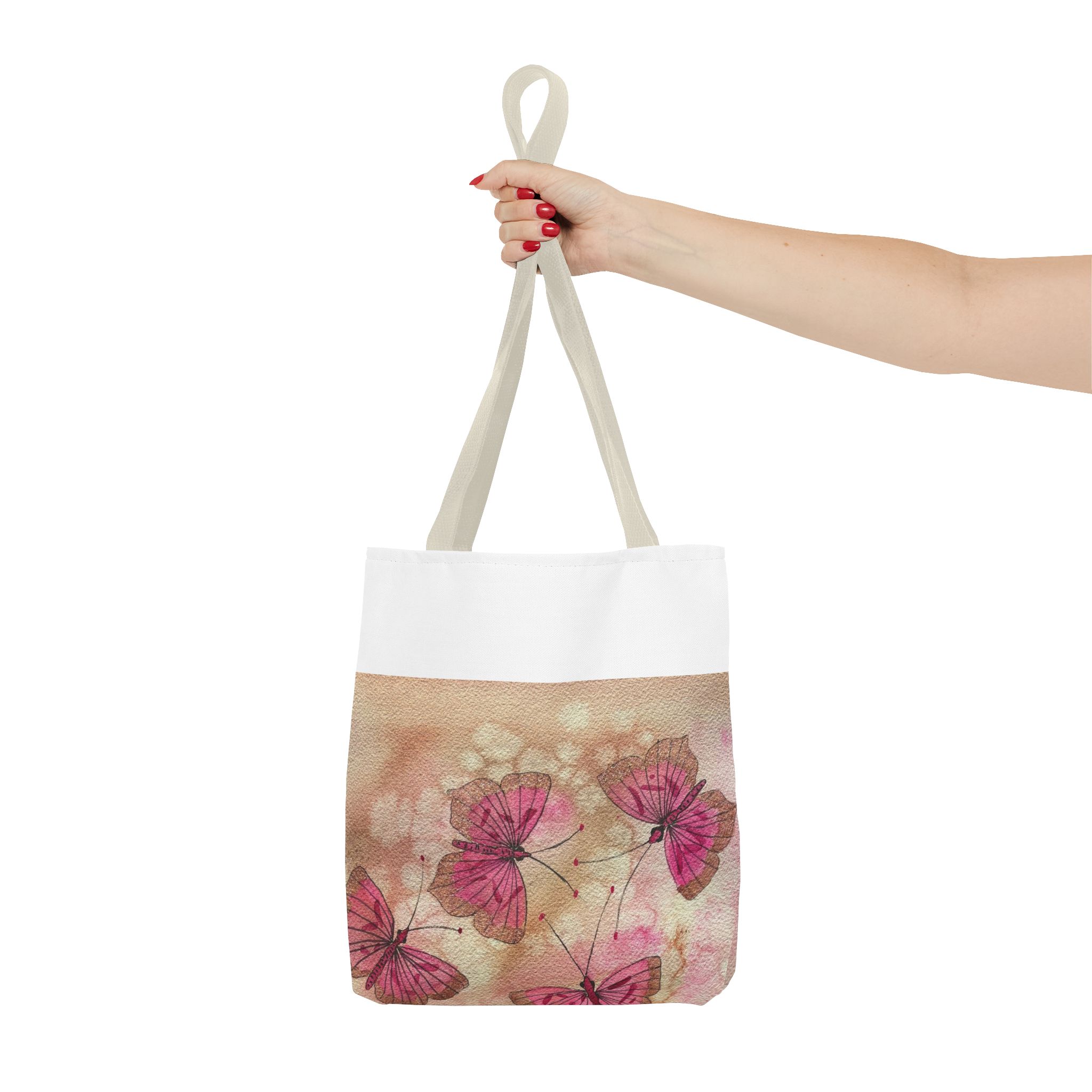 Pink Watercolor Butterfly Tote Bag – Floral AOP Shoulder Tote - Image 24