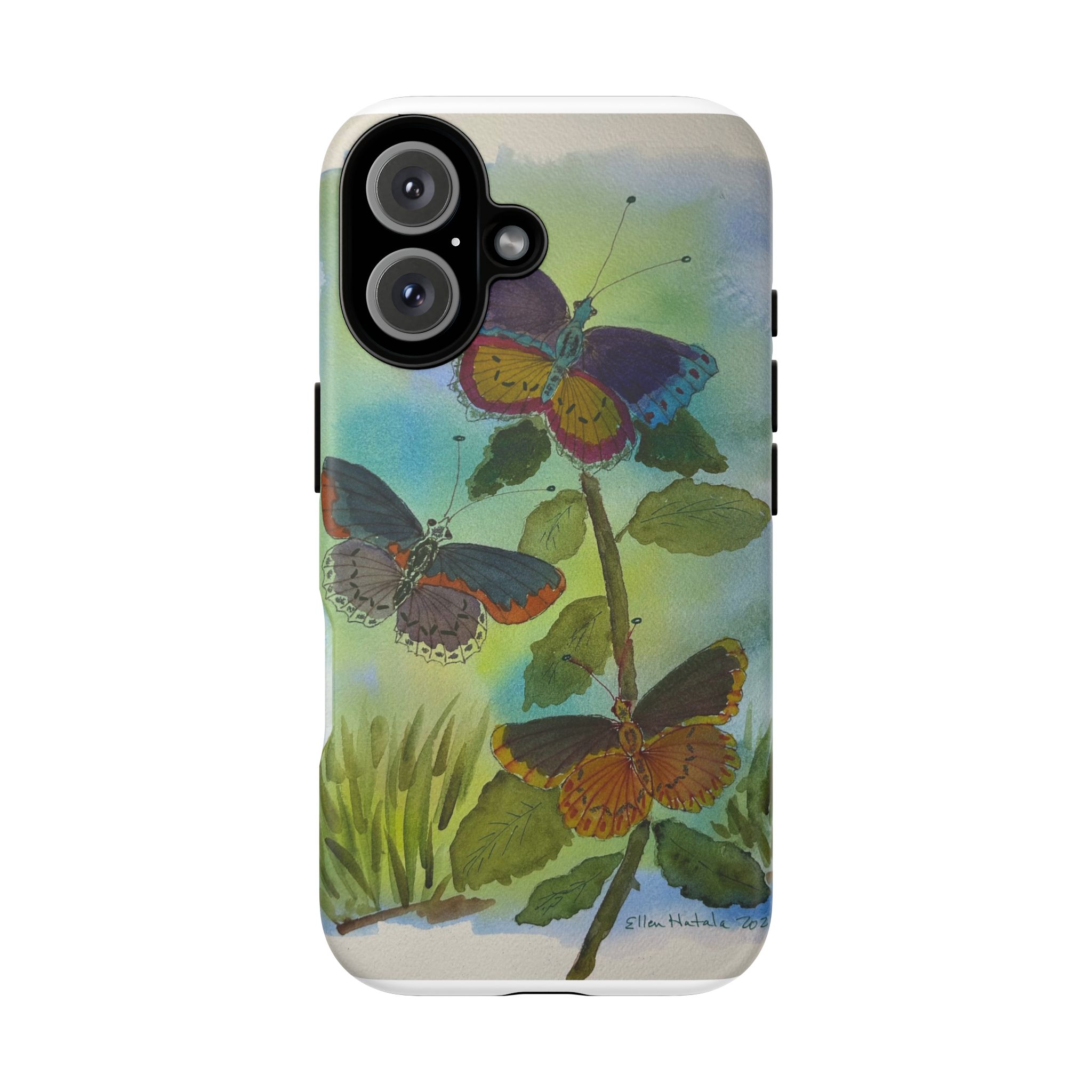 Watercolor Butterflies Phone Case | Floral Nature Art, Pastel Garden Design - Image 5