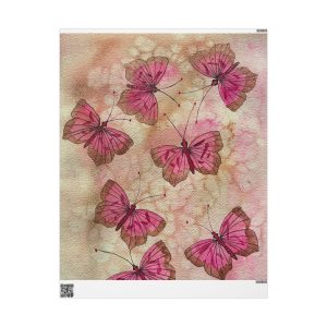 Pink Watercolor Butterflies Wrapping Paper | Floral Gift Wrap