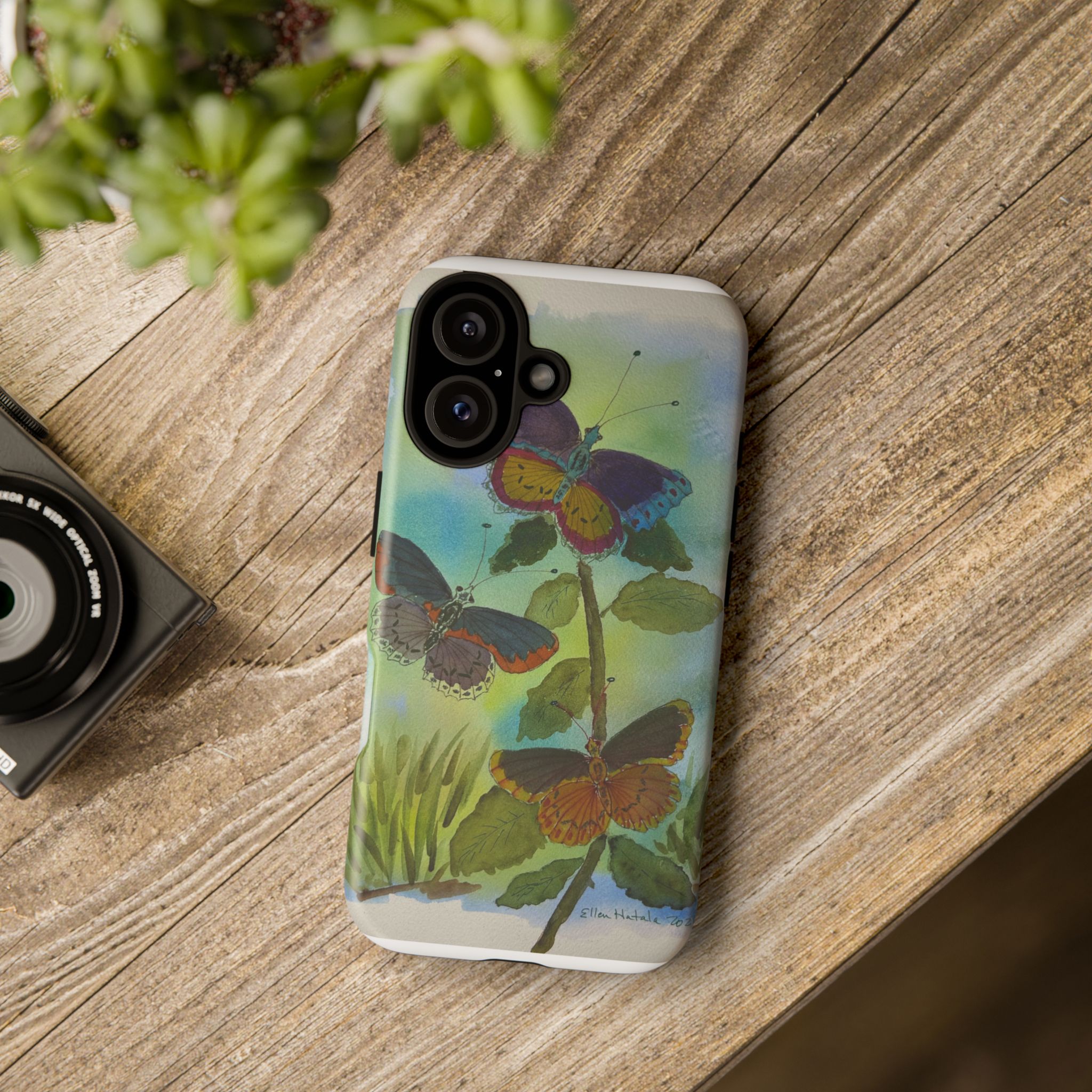 Watercolor Butterflies Phone Case | Floral Nature Art, Pastel Garden Design - Image 8