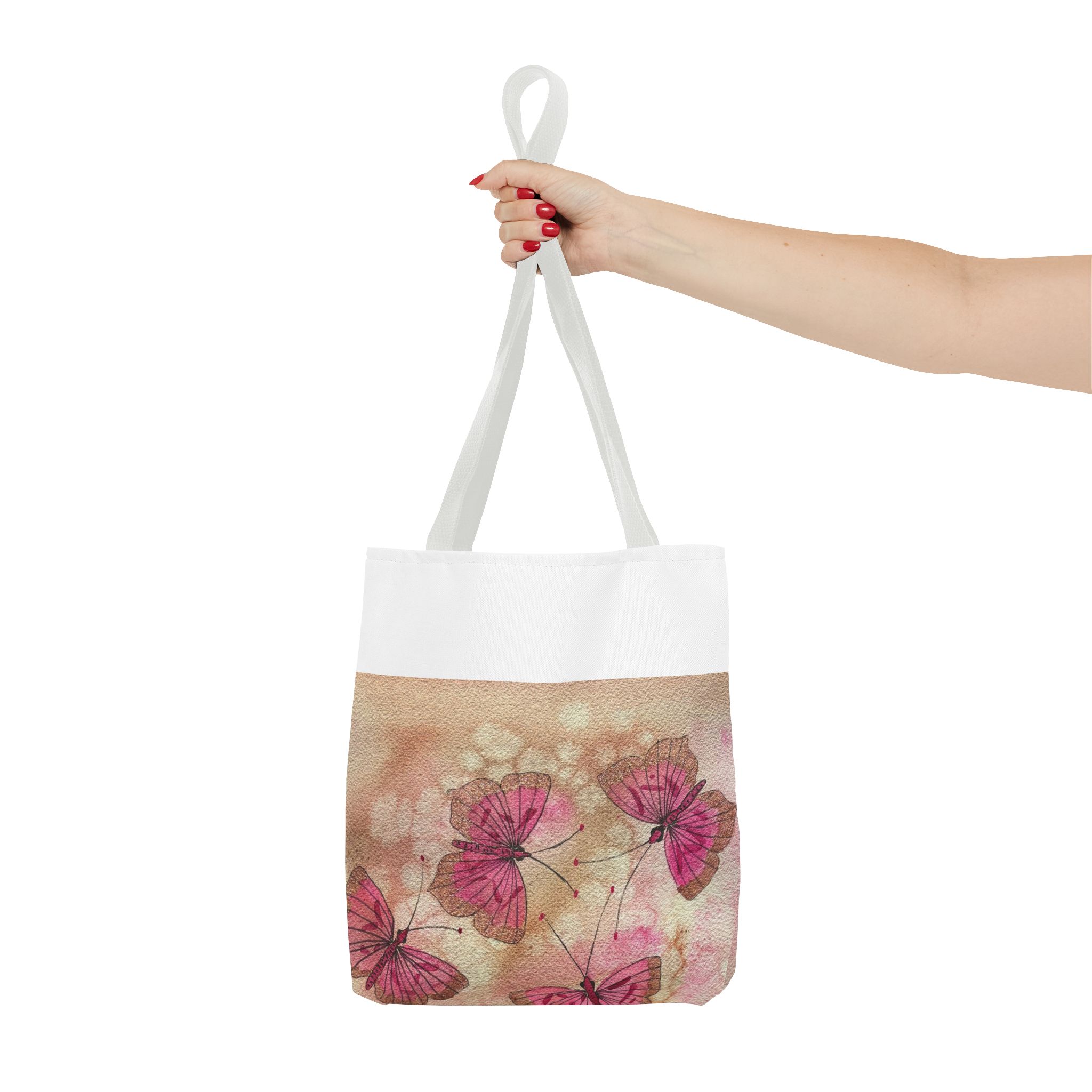 Pink Watercolor Butterfly Tote Bag – Floral AOP Shoulder Tote - Image 12