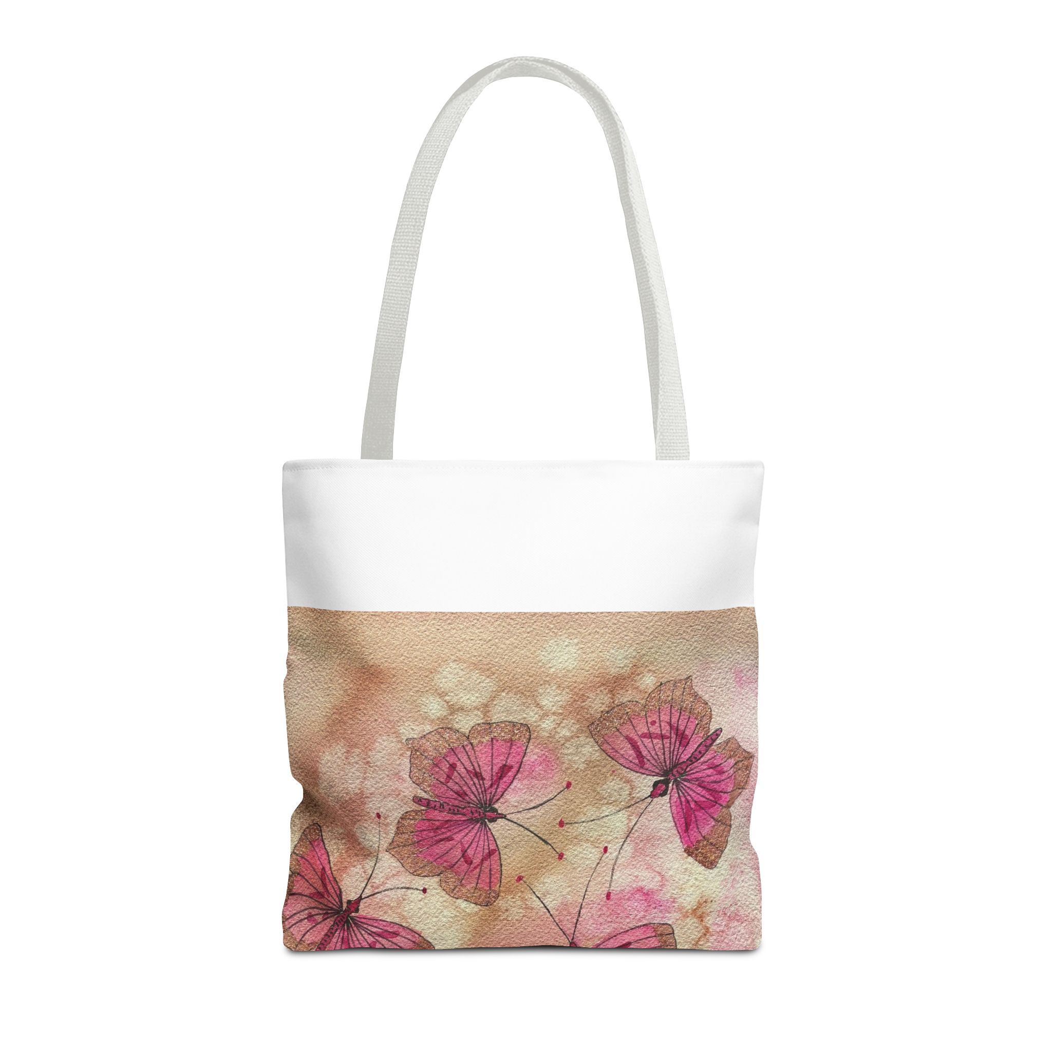 Pink Watercolor Butterfly Tote Bag – Floral AOP Shoulder Tote - Image 13
