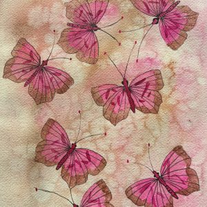 Pink Watercolor Butterfly Tote