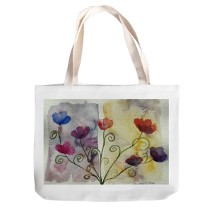 Field Poppies Canvas Tote Bag (15 x 17 in) (Set of 5)