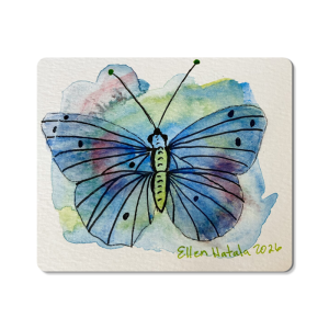 Pastel Blue Butterfly Mouse Pad (7.8 x 9.3 in)