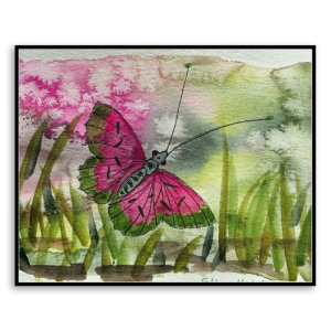 Pink Butterfly Wall Art Standout (8 x 10 in)