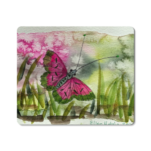 Pink Butterfly Mouse Pad (7.8 x 9.3 in)