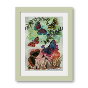 Group Butterfly in Storm Framed Giclée Print (7 x 10 in, Gallery Colors Pastel Green Frame)