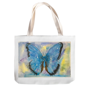 Blue Butterfly Canvas Tote Bag (15 x 17 in)