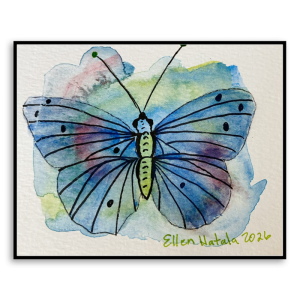 Pastel Blue Butterfly Wall Art Standout (8 x 10 in)
