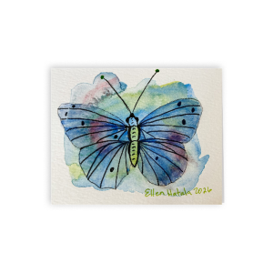 Pastel Blue Butterfly Folded Card, 4 x 5 in (Set of 5)