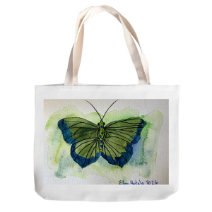 Polka Dots Butterfly Canvas Tote Bag (15 x 17 in)