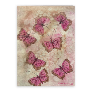 Pink Butterflies in Flight Folded Card, 5 x 7 in (Set of 25)