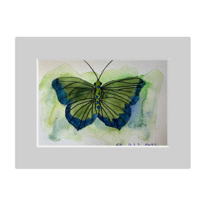 Polka Dots Butterfly Matted Giclée Print (6 x 4 in, 8 x 6 Silver Ghost Mat)