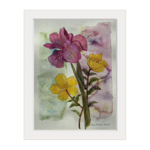 Iris and Poppies Matted Giclée Print (9 x 12 in, 11 x 14 Off White II Mat)