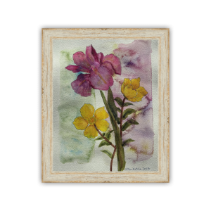 Iris and Poppies Framed Giclée Print (24 x 30 in, Rustic Britanny Shell White 2-9/16" Frame)